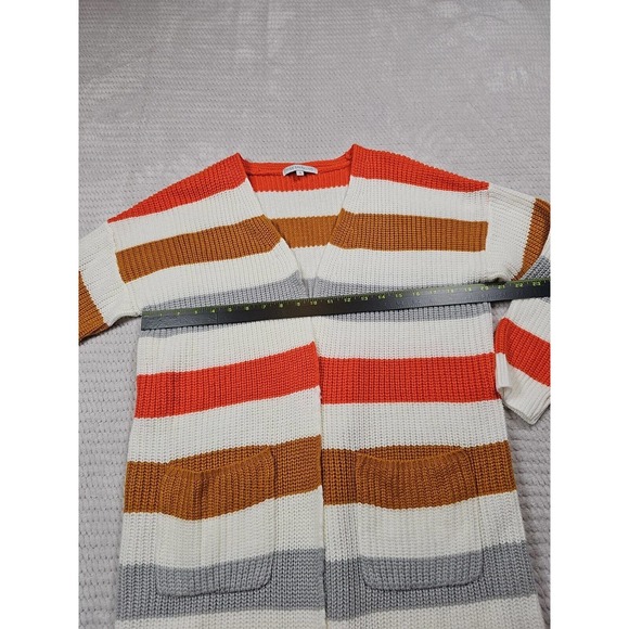Miss Sparkling Sweater Womens Small Open Front Striped Cardigan Pockets Knitted - Picture 4 of 7